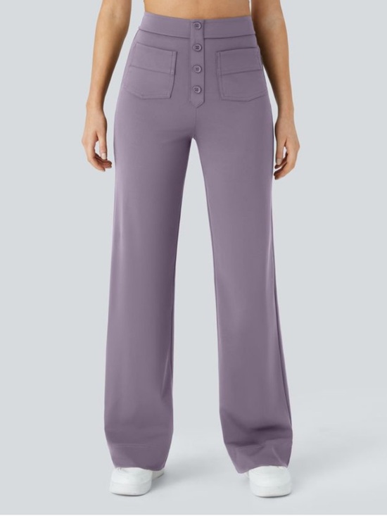 HALARA Pants - Halara day stretch High-Waist Lavender Wide-Leg Pants with Pockets L